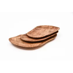 Curved olive wood plate